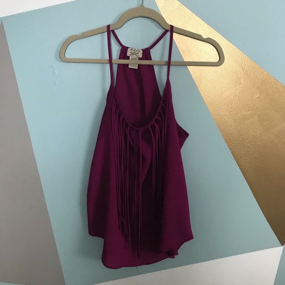 Tassel fushia tank top